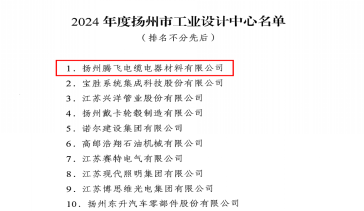 揚州騰飛首次獲批2024年度揚州市工業(yè)設(shè)計中心認(rèn)定