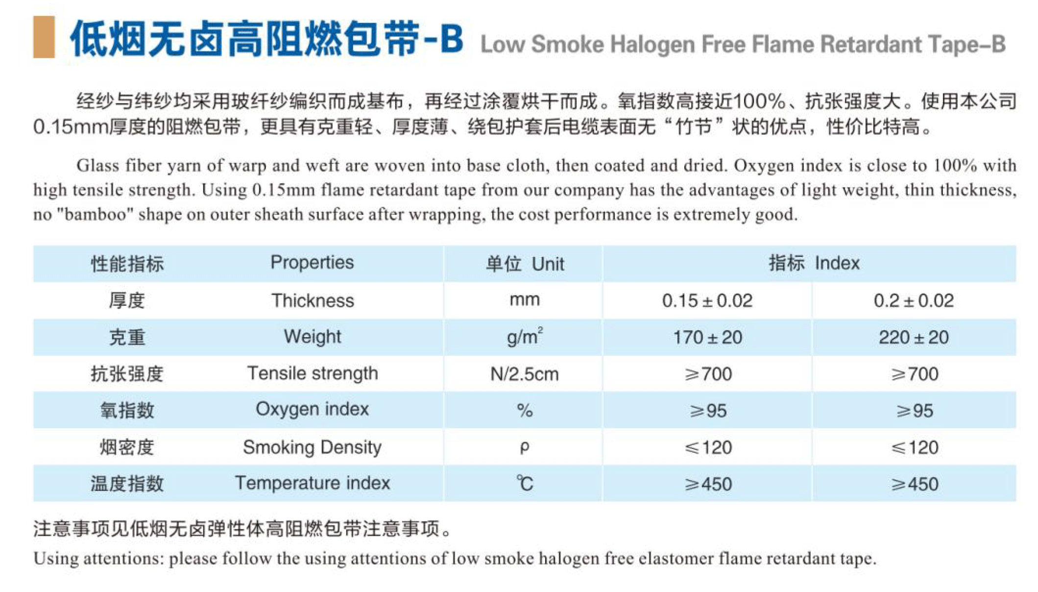 低煙無(wú)鹵高阻燃包帶-B